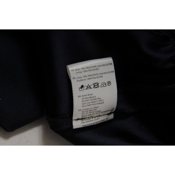 Nanushka Womens Jumpsuit Large Navy Blue Tech Satin Romper Wide Leg Pocket - Picture 15 of 16